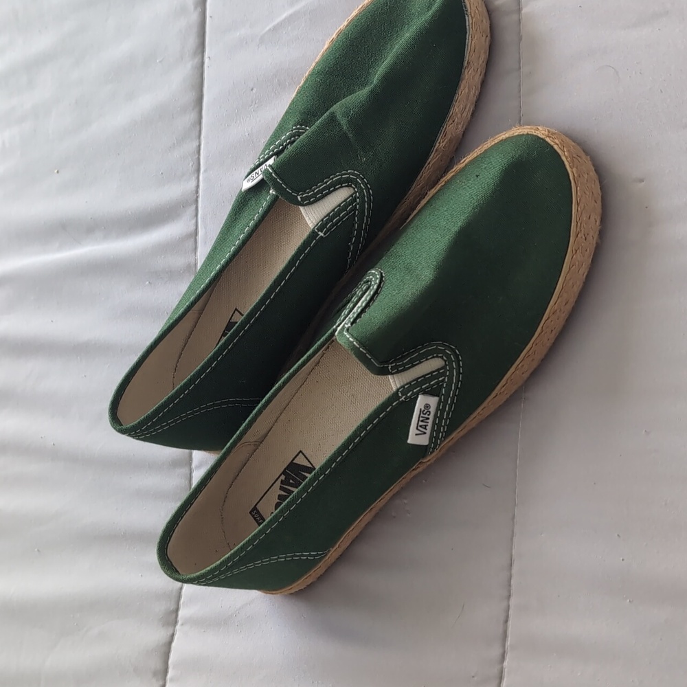 Green Vans slip on shoes